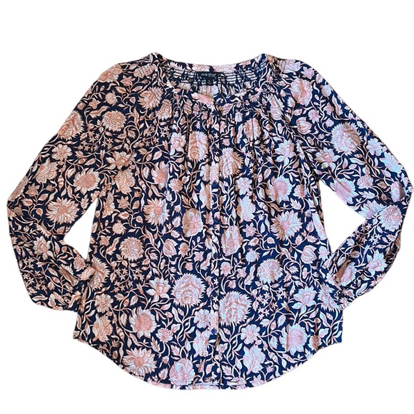 Lucky Brand Tops - Lucky Brand Pink and Navy Floral Longsleeve Button Down Size Small